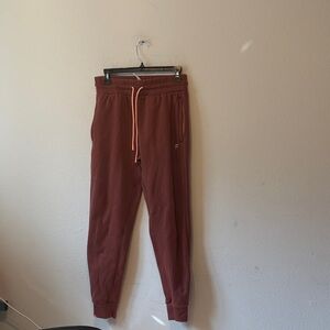 Fabletics Maroon Sweatpants with Orange Drawstring